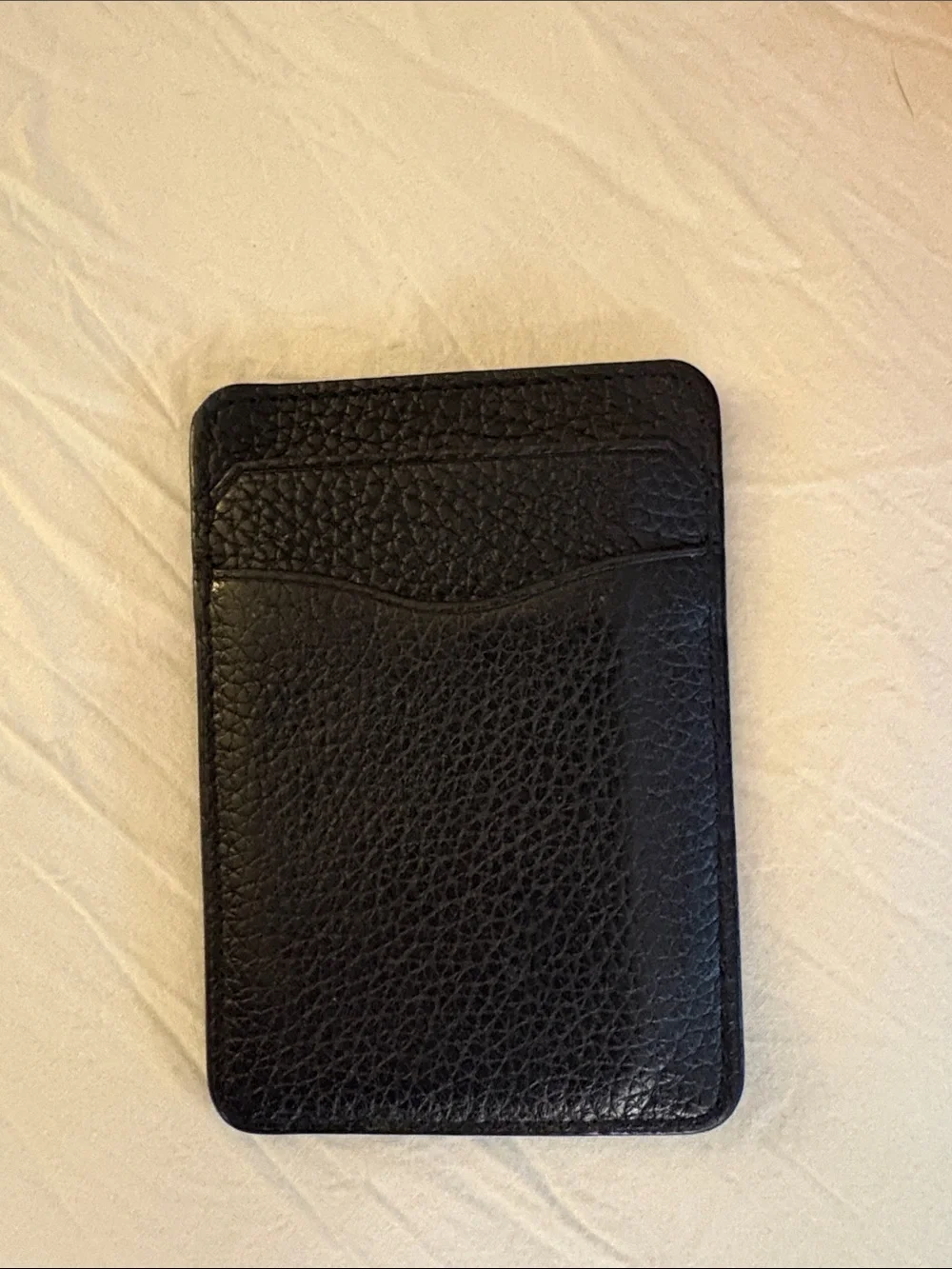 Tory Burch Black Pebbled Leather Card Holder with Gold Logo